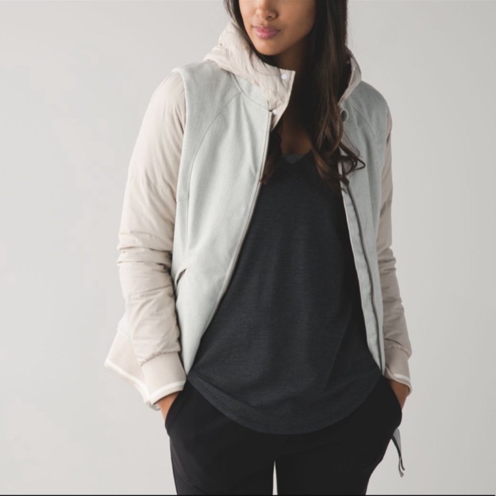 ISO Lululemon Chilly Bomber in the Sand Dune color pictured.